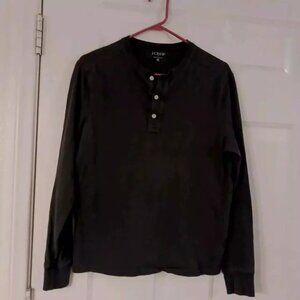J.Crew Men's Black Long Sleeve Henley Shirt - Size M